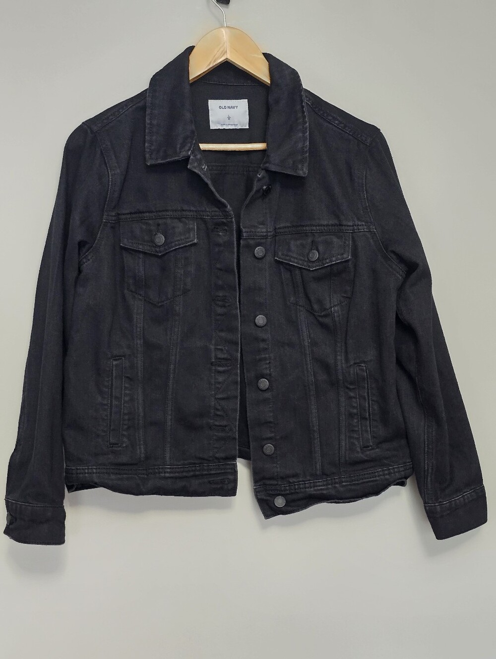Old Navy Black Denim Trucker Jacket Size Large
